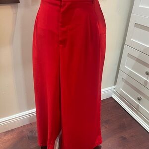Vibrant Red Wide-Leg Pants